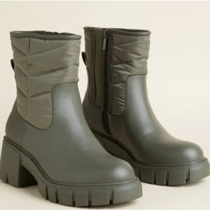 Torrid Olive Green Quilted Chunky Heel Bootie - 10.5WW